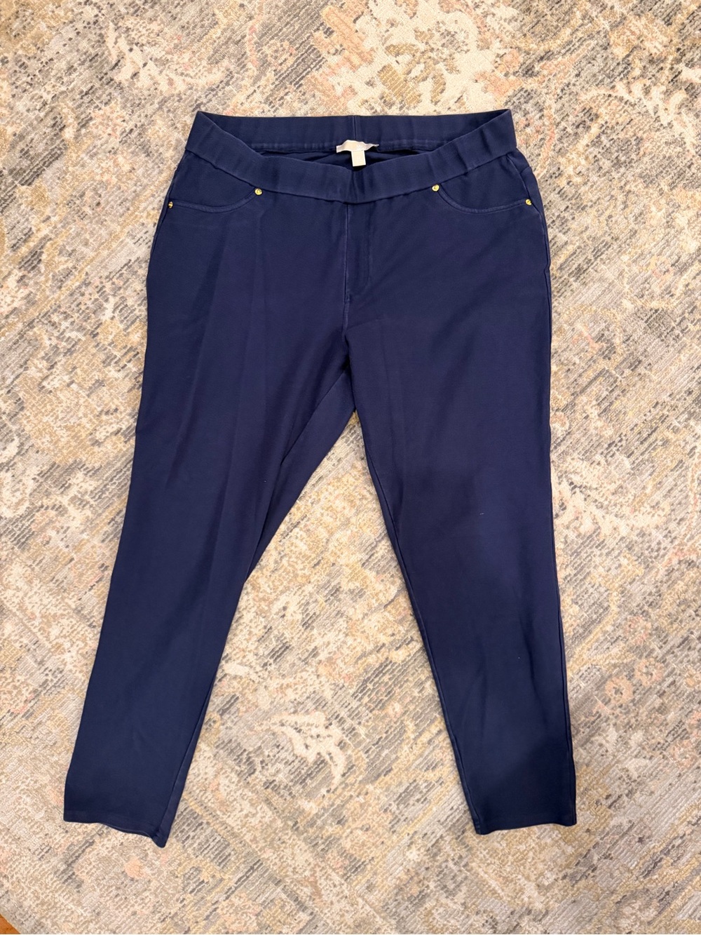 MICHAEL Michael Kors Navy Pull-On Skinny Pants 2X Gold Hardware